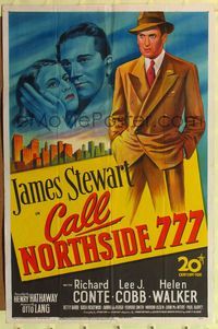 9x091 CALL NORTHSIDE 777 1sh '48 full-length image of James Stewart, plus Conte & Walker!