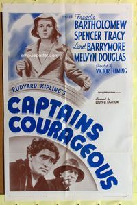 9x098 CAPTAINS COURAGEOUS 1sh R62 Spencer Tracy, Freddie Bartholomew, Lionel Barrymore!