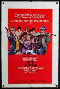 9x121 CHEYENNE SOCIAL CLUB 1sh '70 Jimmy Stewart, Henry Fonda w/guns & ladies of the night!