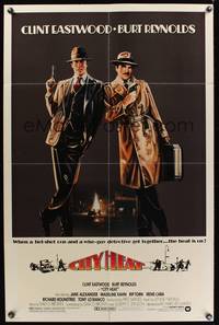 9x129 CITY HEAT 1sh '84 art of Clint Eastwood the cop & Burt Reynolds the detective by Fennimore!