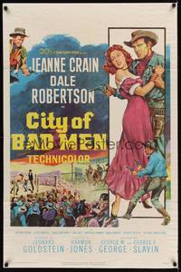 9x130 CITY OF BAD MEN 1sh '53 Jeanne Crain, Dale Robertson, Richard Boone, cowboys & boxing art