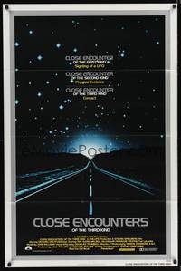 9x136 CLOSE ENCOUNTERS OF THE THIRD KIND silver border style 1sh '77 Steven Spielberg sci-fi!