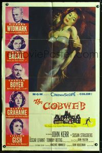 9x139 COBWEB 1sh '55 Richard Widmark, Lauren Bacall, Charles Boyer, Gloria Grahame, Lillian Gish!