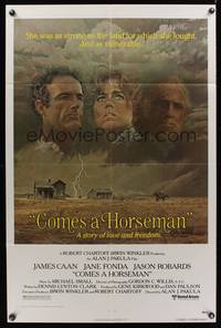 9x145 COMES A HORSEMAN 1sh '78 cool art of James Caan, Jane Fonda & Jason Robards in the sky!
