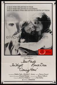 9x146 COMING HOME 1sh '78 Jane Fonda, Jon Voight, Bruce Dern, Hal Ashby, Vietnam veterans!