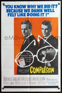 9x148 COMPULSION 1sh '59 crazy Dean Stockwell & Bradford Dillman try to commit the perfect murder!