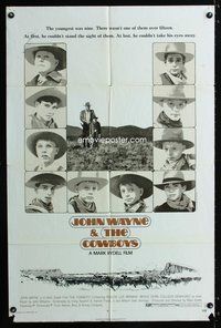 9x158 COWBOYS 1sh '72 big John Wayne gave these young boys their chance to become men!