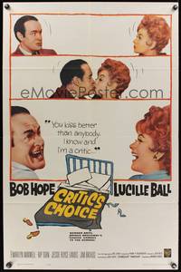 9x161 CRITIC'S CHOICE 1sh '63 close up of Bob Hope about to kiss smiling Lucille Ball!