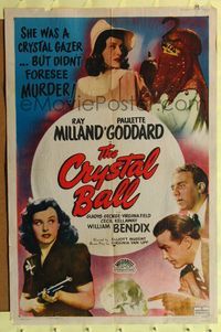 9x163 CRYSTAL BALL 1sh R48 Paulette Goddard, Ray Milland & wacky monster!