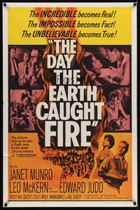 9x180 DAY THE EARTH CAUGHT FIRE 1sh '62 Val Guest sci-fi, the most jolting events of tomorrow!