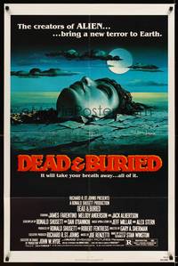 9x183 DEAD & BURIED 1sh '81 wild horror art of person buried up to the neck by Campanile!
