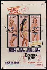 9x187 DEADLIER THAN THE MALE 1sh '67 sexy Elke Sommer, Sylva Koscina & Suzanna Leigh!