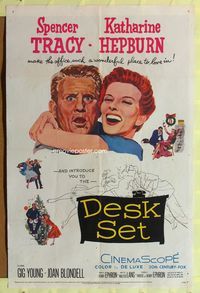 9x205 DESK SET 1sh '57 Spencer Tracy & Katharine Hepburn make the office a wonderful place!