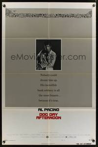 9x222 DOG DAY AFTERNOON style B 1sh '75 Al Pacino, Sidney Lumet bank robbery crime classic!
