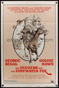 9x240 DUCHESS & THE DIRTWATER FOX style D 1sh '76 Goldie Hawn, George Segal, cool artwork!