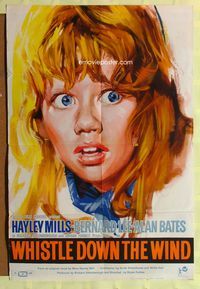 9x943 WHISTLE DOWN THE WIND English 1sh '62 huge close-up artwork of Hayley Mills!