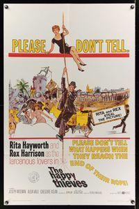 9x326 HAPPY THIEVES 1sh '62 cool artwork of Rita Hayworth & Rex Harrison!