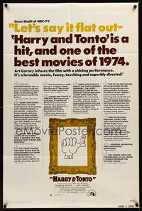 9x334 HARRY & TONTO 1sh '74 Paul Mazursky, Art Carney, Ellen Burstyn, Larry Hagman