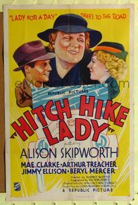 9x363 HITCH HIKE LADY 1sh '35 Alison Skipworth, Mae Clarke & Arthur Treacher!