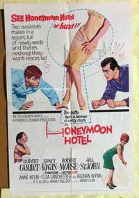 9x372 HONEYMOON HOTEL 1sh '64 Robert Goulet, Nancy Kwan, a resort full of newlyweds!