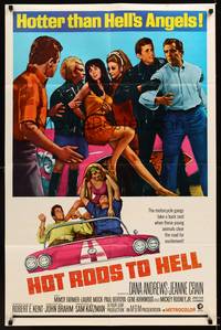 9x380 HOT RODS TO HELL 1sh '67 Dana Andrews, Jeanne Crain, Hotter than Hell's Angels!