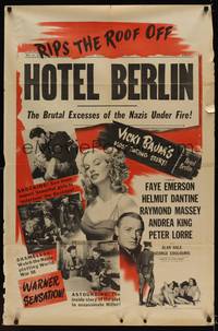 9x381 HOTEL BERLIN 1sh '45 sexy Faye Emereson, Helmut Dantine, Andrea King, rips the roof off!