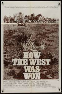 9x389 HOW THE WEST WAS WON 1sh R70 John Ford epic, Debbie Reynolds, Gregory Peck & all-star cast!