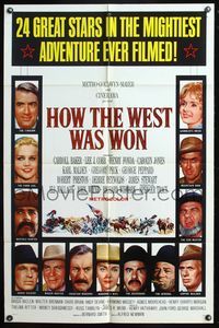 9x388 HOW THE WEST WAS WON 1sh '64 John Ford epic, Debbie Reynolds, Gregory Peck & all-star cast!