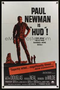 9x394 HUD 1sh '63 Paul Newman is the man with the barbed wire soul, Martin Ritt classic!