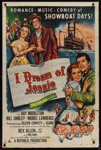 9x399 I DREAM OF JEANIE 1sh '52 Ray Middleton, Bill Shirley, Muriel Lawrence, showboat days!
