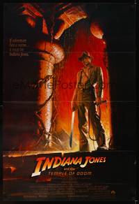 9x411 INDIANA JONES & THE TEMPLE OF DOOM 1sh '84 full-length art of Harrison Ford by Bruce Wolfe!
