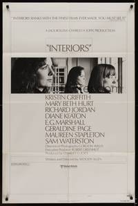 9x412 INTERIORS style B 1sh '78 Woody Allen, Diane Keaton, Mary Beth Hurt, Kristin Griffith