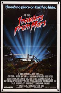 9x414 INVADERS FROM MARS 1sh '86 Tobe Hooper, art by Rider, there's no place on Earth to hide!