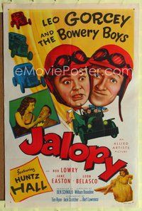 9x422 JALOPY 1sh '53 wacky racers Leo Gorcey, Huntz Hall, & The Bowery Boys!