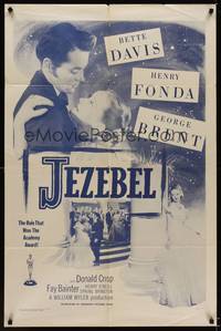 9x428 JEZEBEL 1sh R56 Bette Davis, Henry Fonda, George Brent, directed by William Wyler!