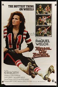 9x434 KANSAS CITY BOMBER 1sh '72 sexy roller derby girl Raquel Welch, the hottest thing on wheels!