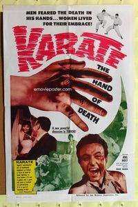 9x436 KARATE THE HAND OF DEATH 1sh '61 men feared the death in his hands, martial arts, wild!
