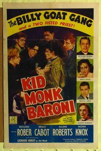 9x439 KID MONK BARONI 1sh '52 the billy goat gang & a two fisted priest, 1st Leonard Nimoy!
