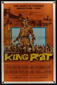 9x443 KING RAT 1sh '65 art of George Segal & Tom Courtenay, James Clavell, World War II POWs!
