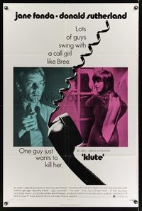 9x447 KLUTE 1sh '71 Donald Sutherland helps intended murder victim & call girl Jane Fonda!