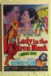9x454 LADY IN THE IRON MASK 1sh '52 Louis Hayward, Patricia Medina, Three Musketeers!