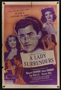 9x455 LADY SURRENDERS style A 1sh '47 Leslie Arliss directed, Margaret Lockwood, Stweart Granger!