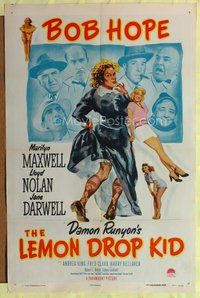 9x463 LEMON DROP KID 1sh '51 wacky artwork of Bob Hope in drag, Marilyn Maxwell!