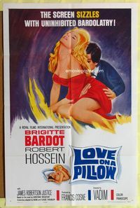 9x472 LOVE ON A PILLOW 1sh '64 sexy Brigitte Bardot, the screen sizzles with Bardolatry!