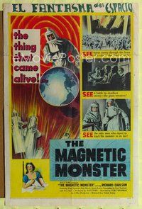 9x480 MAGNETIC MONSTER 1sh '53 cool sci-fi artwork, the thing that came alive!