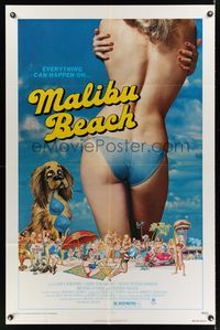 9x485 MALIBU BEACH 1sh '78 great image of sexy topless girl in bikini on famed California beach!
