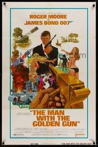 9x499 MAN WITH THE GOLDEN GUN west hemi 1sh '74 art of Roger Moore as James Bond by Robert McGinnis