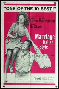 9x501 MARRIAGE ITALIAN STYLE 1sh '64 Matrimonio all'Italiana, Sophia Loren, Mastroianni, De Sica!