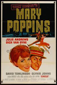 9x505 MARY POPPINS style A 1sh R73 Julie Andrews & Dick Van Dyke in Walt Disney's musical classic!
