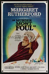 9x529 MURDER MOST FOUL 1sh '64 art of Margaret Rutherford, written by Agatha Christie!